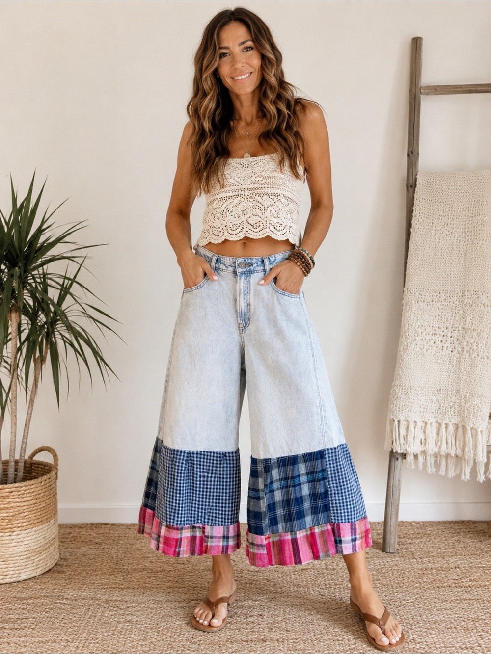 Upcycled GAP wide leg Goucho pants